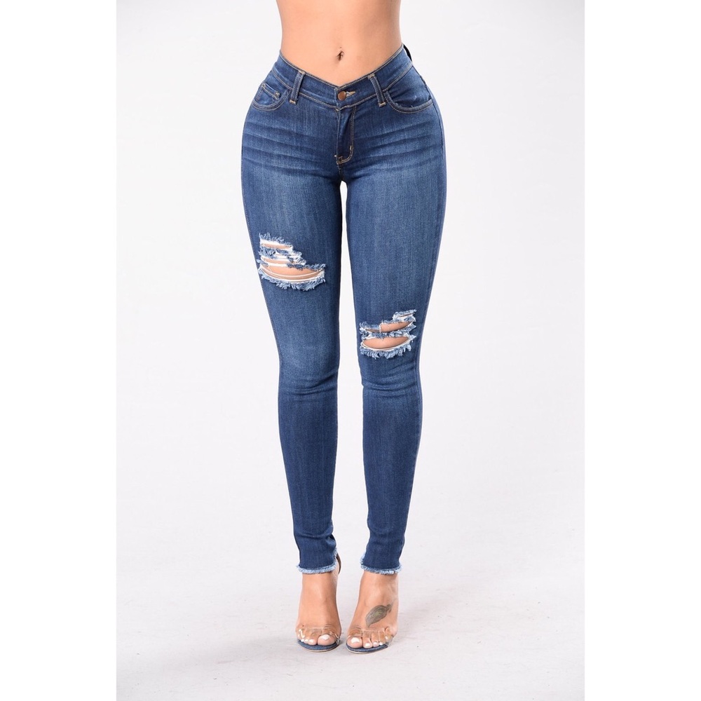 Distressed Blue Jeans - Picture 1 of 8